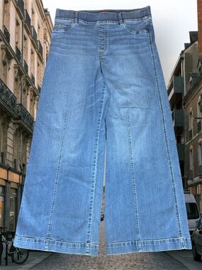 SPANX Seamed-Front Wide-Leg Blue Jeans sz 2X Like New!